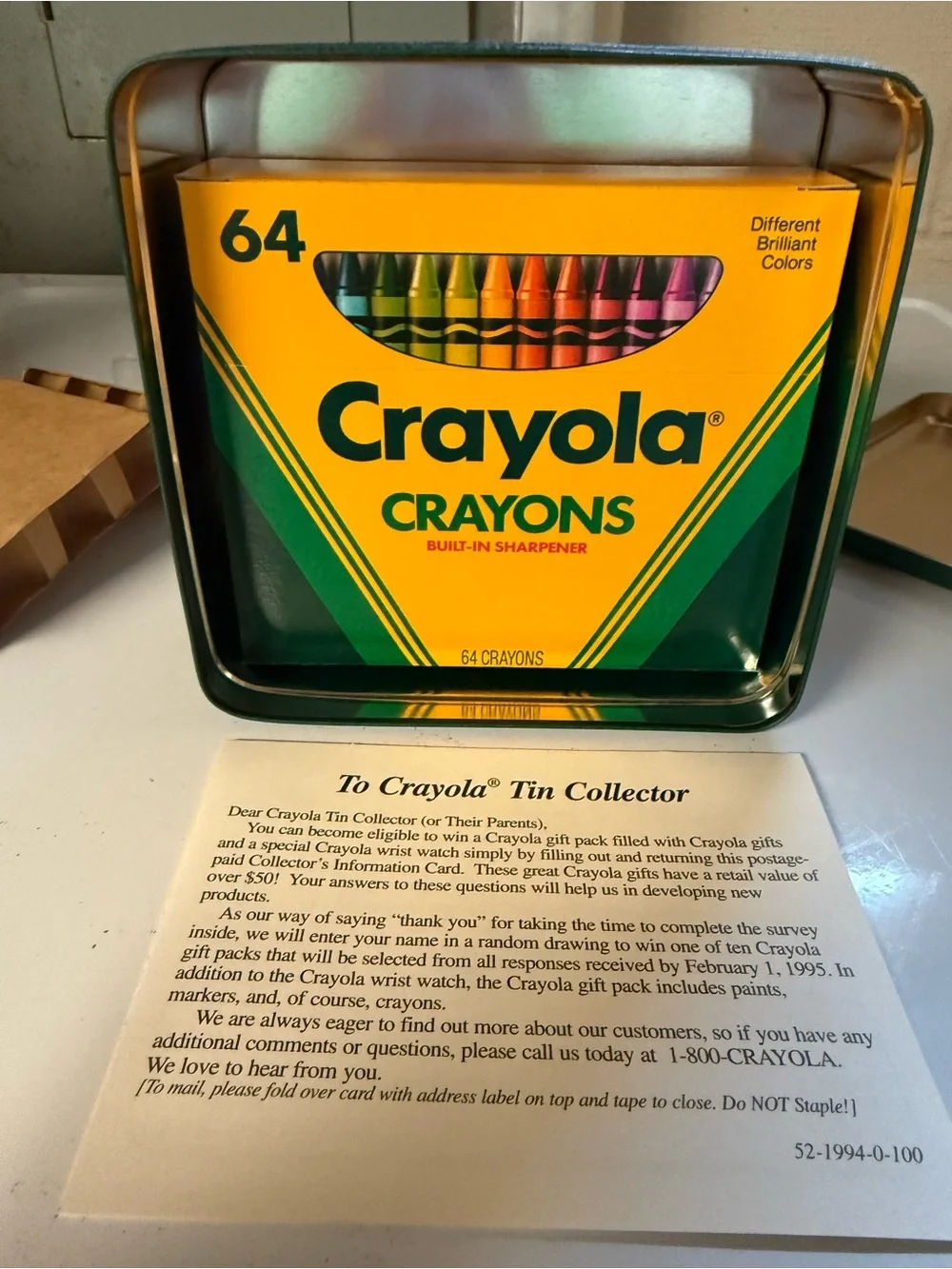 Crayola Vintage Retro Illustration Crayola Tin Including Unopened 64 Crayons